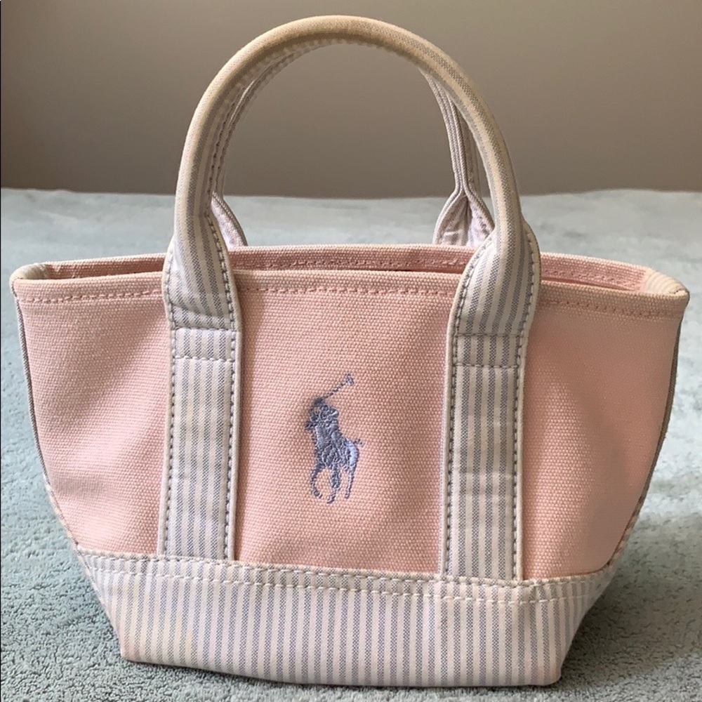 Ralph Lauren Pink/Searsucker canvas tote